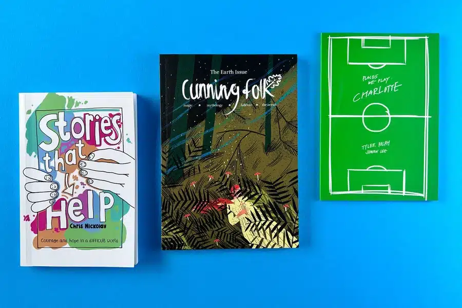Hand-drawn elements on book cover design with artistic illustrations