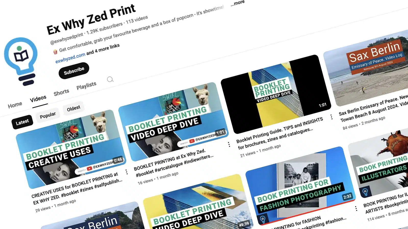 Video Guides for Printing at Ex Why Zed