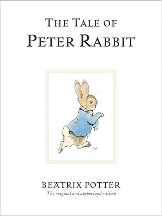 The Tale of Peter Rabbit cover with soft watercolour illustration and classic typography.