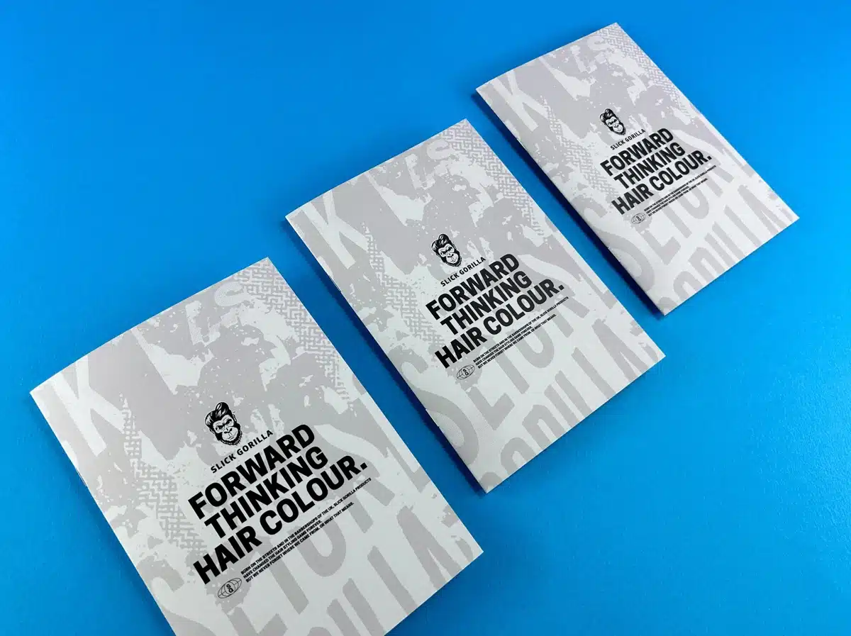 Slick Gorilla Forward Thinking Hair Colour A5 stapled lookbook on uncoated paper