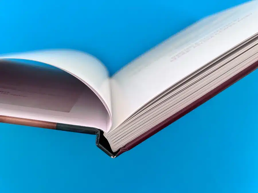 Hardcover bound book with sewn signatures