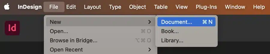 InDesign booklet document setup screen