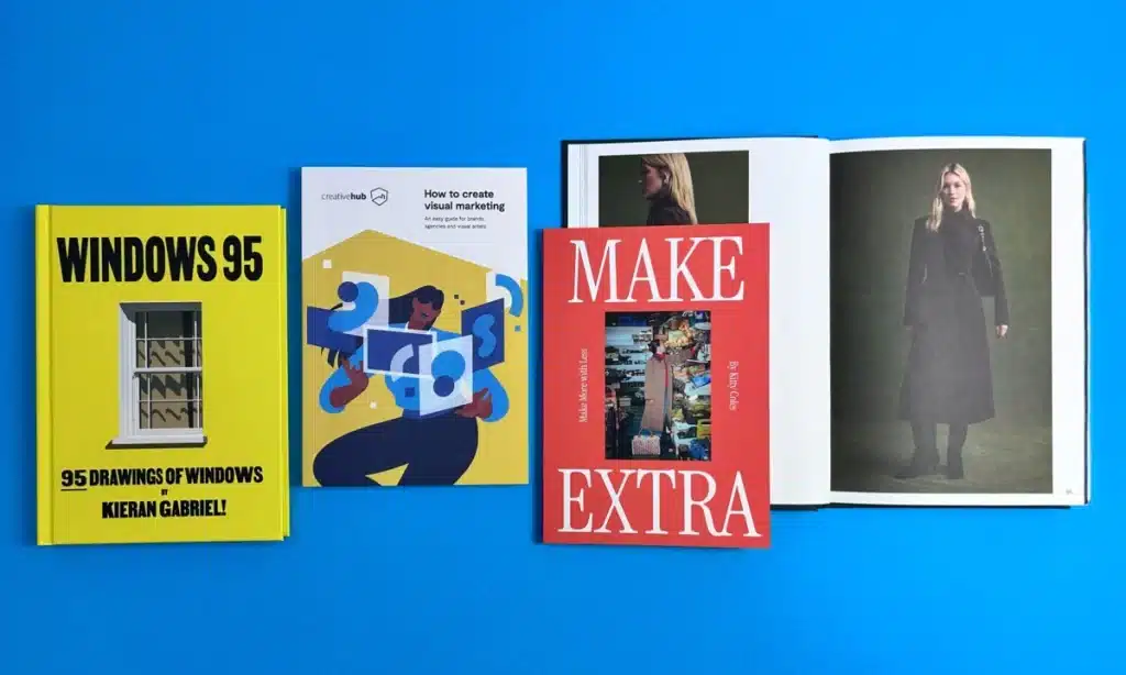 Custom-printed creative industry projects, including zines and catalogues