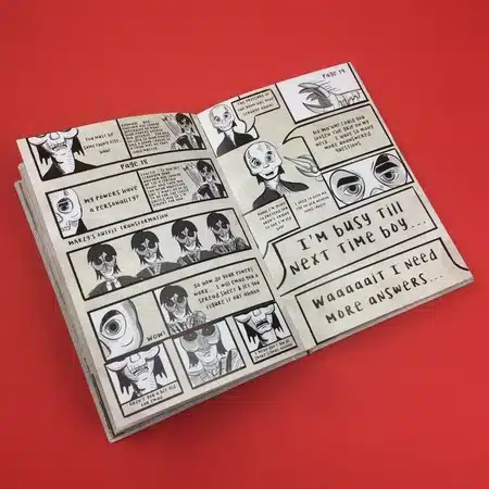 Three different book formats (comic book, graphic novel, and manga) printed at Ex Why Zed