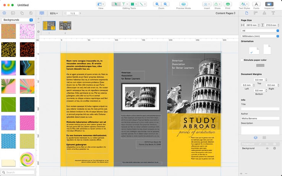 Microsoft Word macOS booklet setup showing page fold design and margins