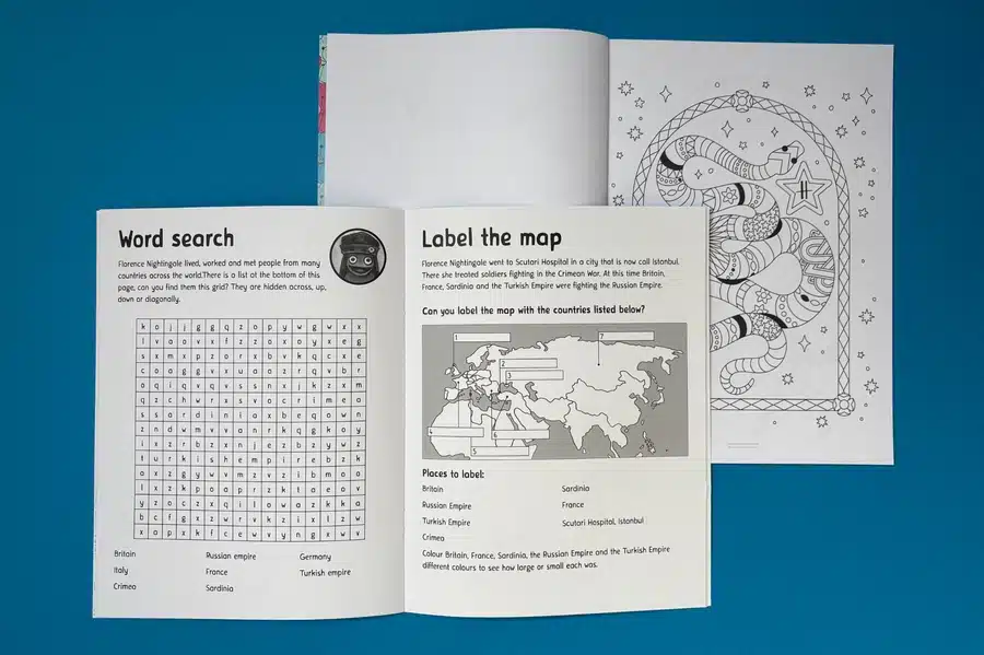 A beautifully printed activity book with intricate designs, professionally printed by Ex Why Zed.