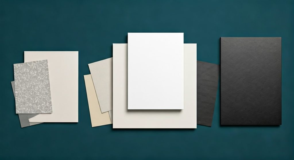 Different colors and textures of book printing paper samples