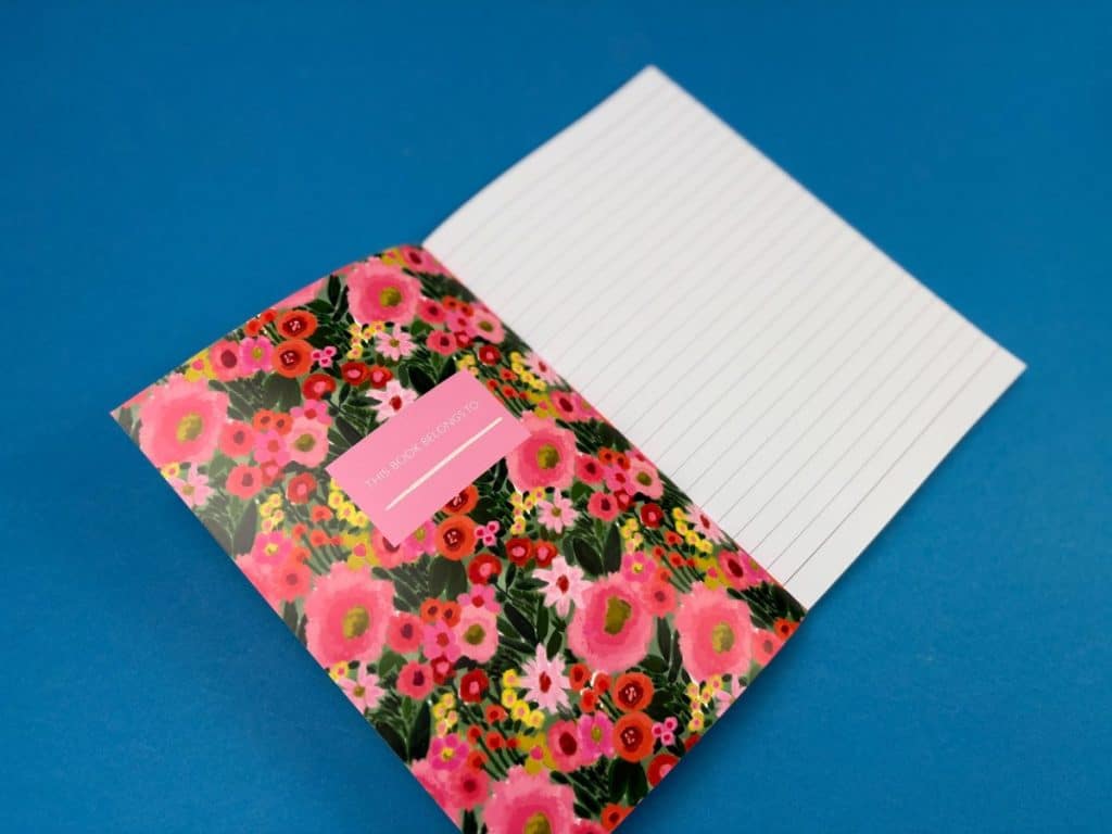 Lined page layout inside custom printed journal.