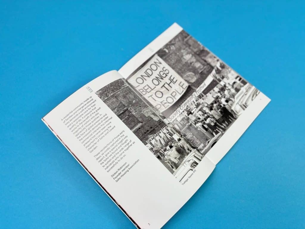Creative print newsletter with asymmetrical layout and bold image blocks