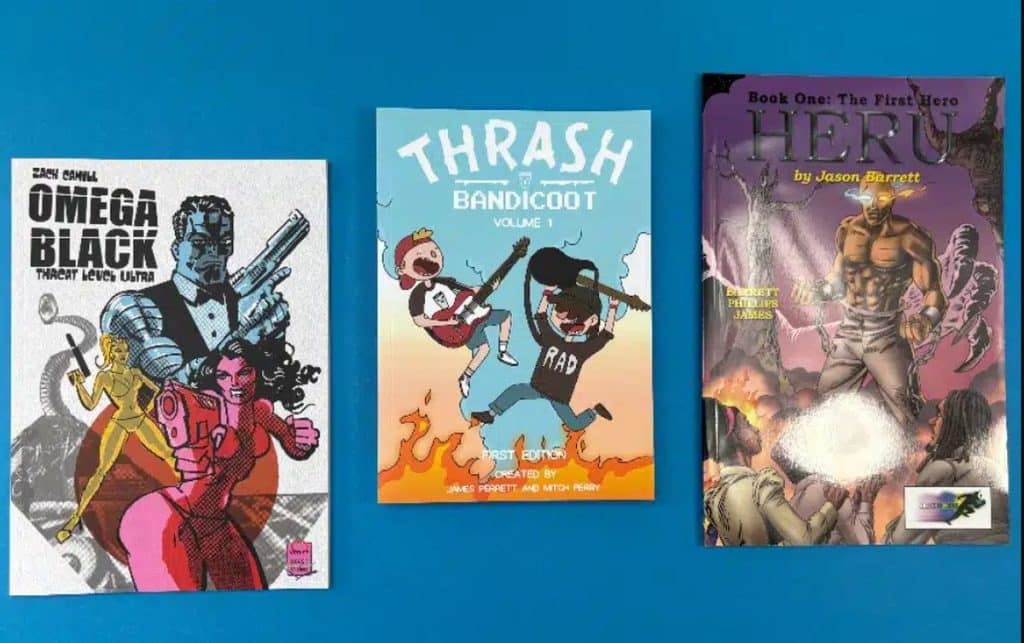 Collage of famous comic book covers from Golden Age to Digital Era