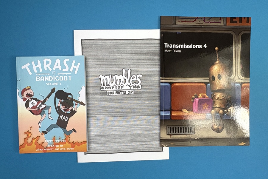 Graphic novel layout and format examples including A5, US comic size and square