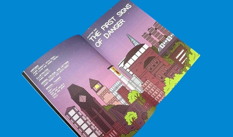 Full-colour illustrated graphic novel interior printed by Ex Why Zed