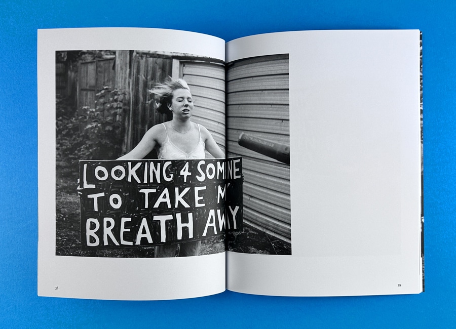 Anniversary photo book example comparing past and present couple photos.