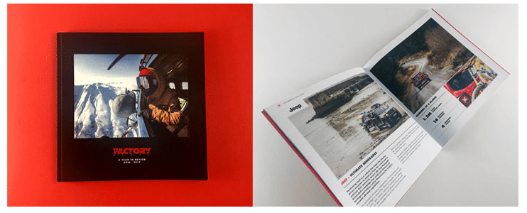 Comparison of two different brochure types with distinct layouts.