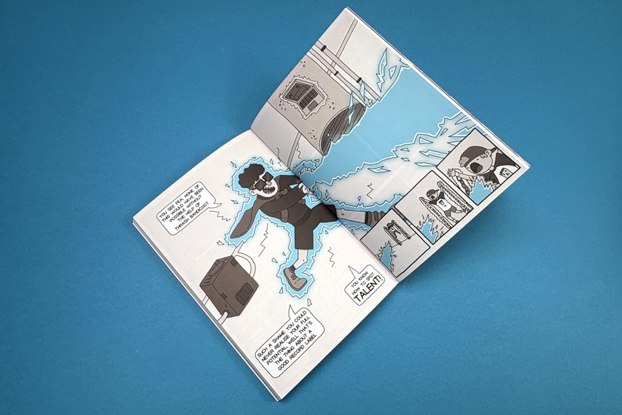 Infographic showing comic style elements like linework, colour palette, character design, and panel layout.