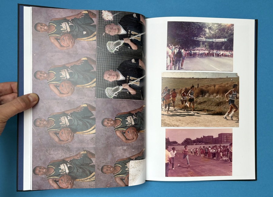 Creative photo book layouts with captions, backgrounds, and personalised titles