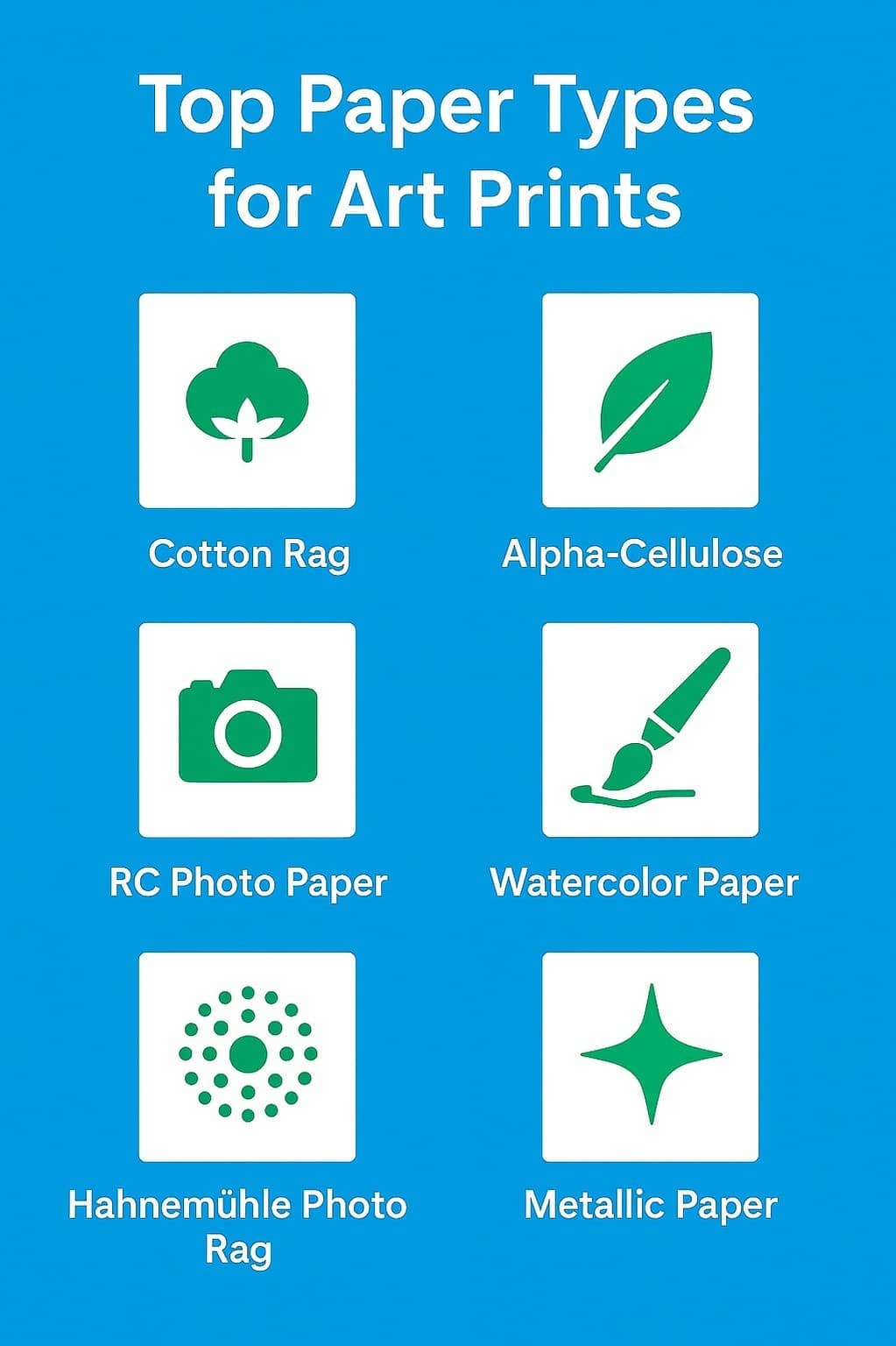 Infographic of Top paper types for art prints