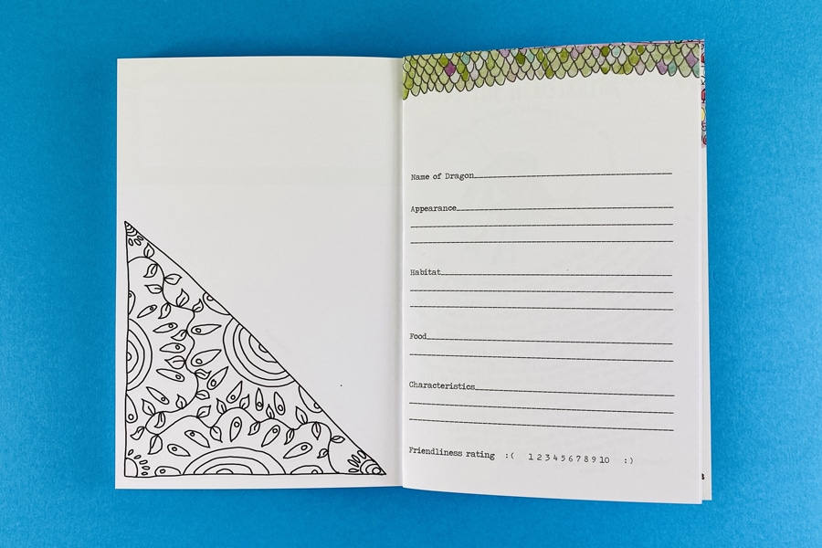 Personalised DIY art book for kids with an “Imagination Jar” activity spread and creative prompts