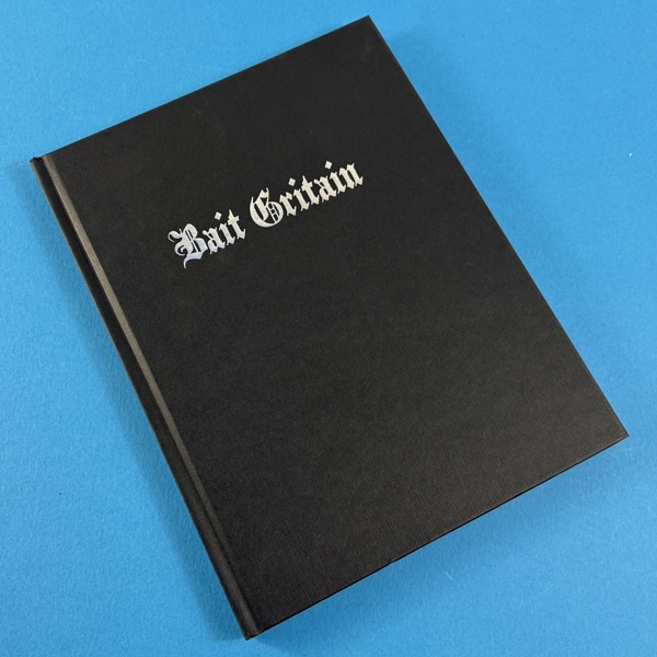 Bait Gritain hardback cover with silver foil title on black cloth