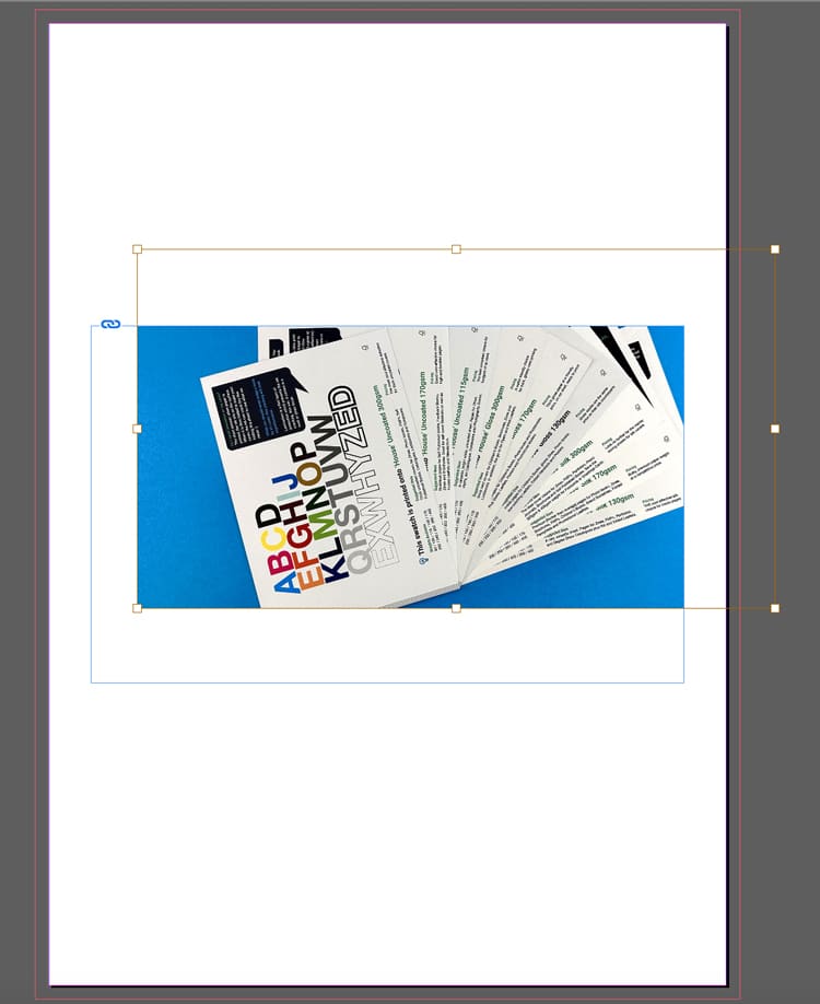 Image placed into an InDesign frame, showing the frame edges and the picture inside ready to reposition.