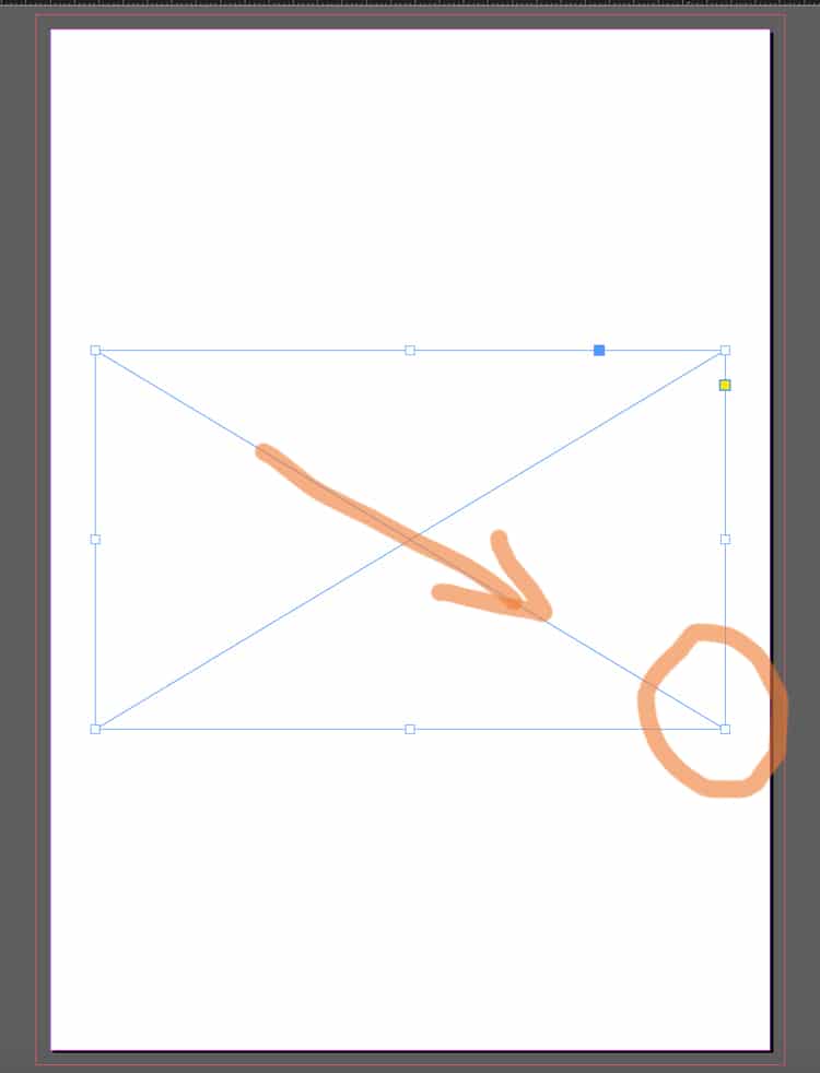 Empty image frame in Adobe InDesign (rectangle frame with an X) ready to place a photo into the layout.