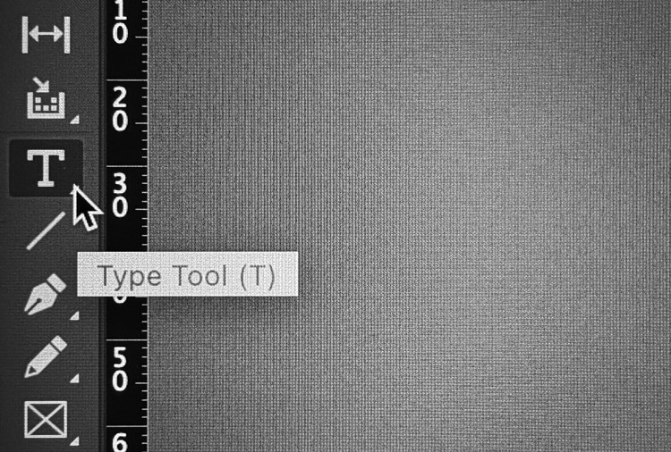 Adobe InDesign toolbar highlighting the Type Tool (T) used to create a text box for book layout.