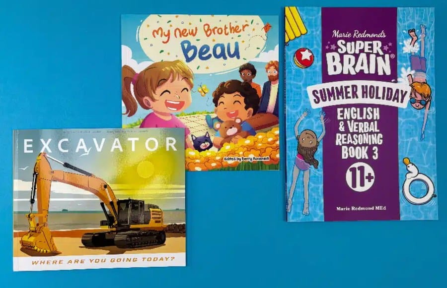 Examples of children’s book formats for different age groups, including picture books, educational books and early reader styles.