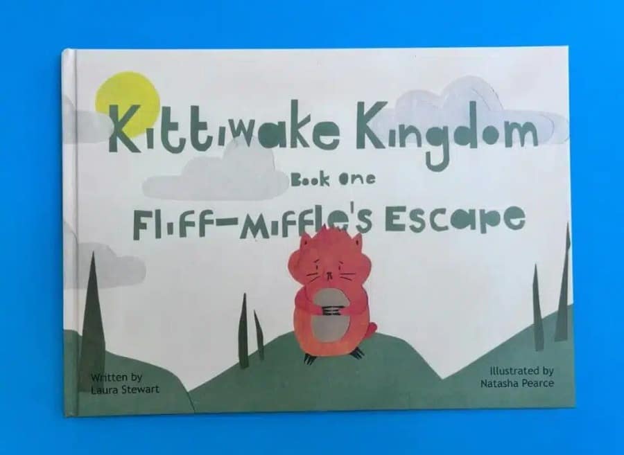 Kittiwake Kingdom landscape hardback children's book printed by Ex Why Zed with premium case binding and illustrated cover artwork.